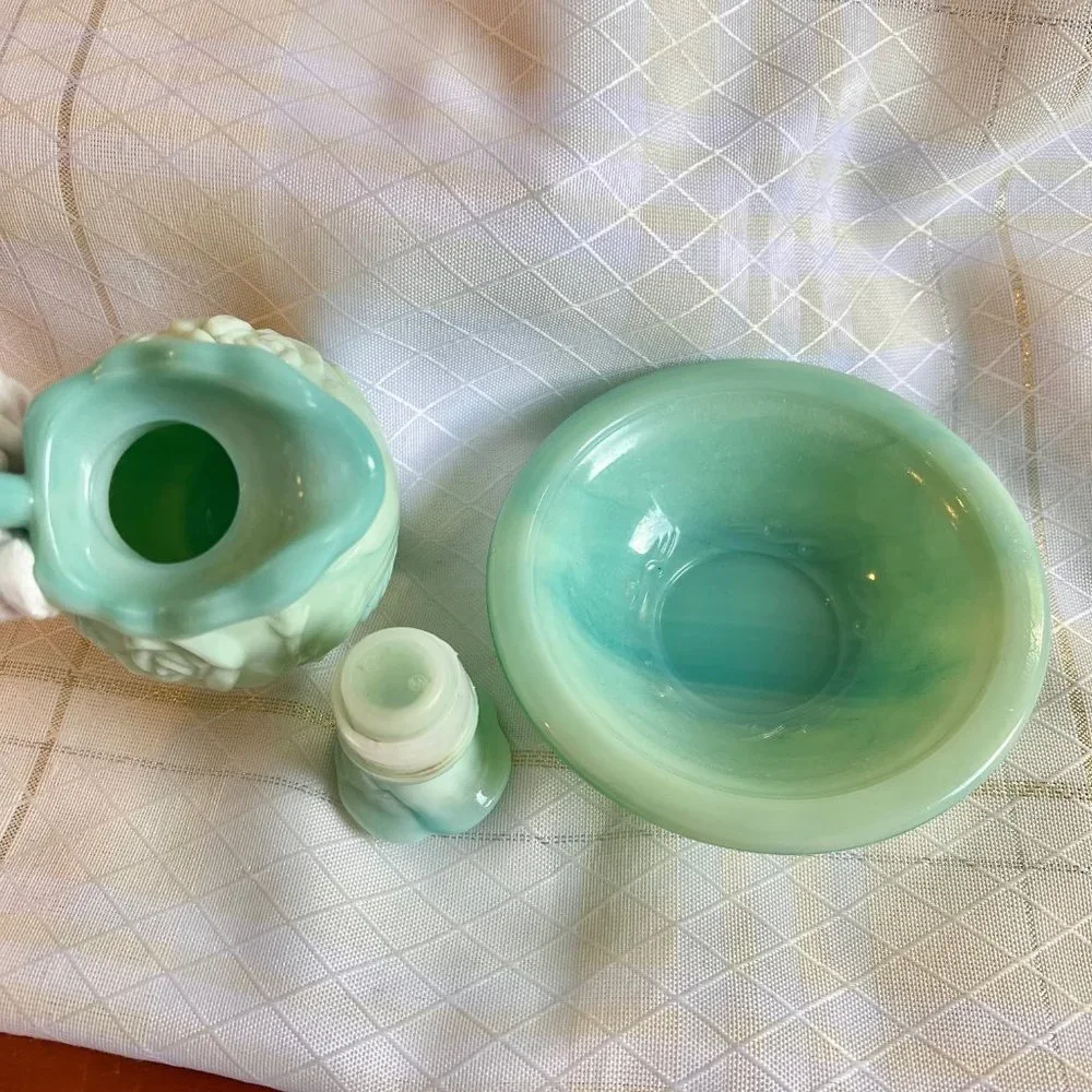 Vintage AVON Marbled Mini Pitcher, Vintage Milk Glass, Vintage Victorian bottle